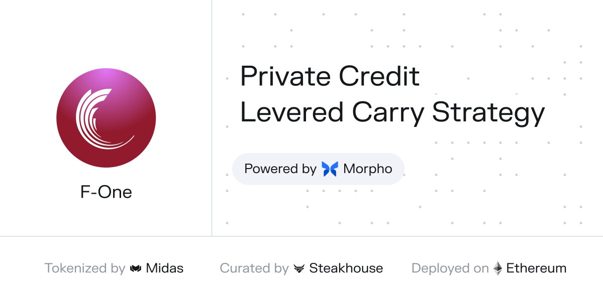 Morpho Labs 🦋 (@morpholabs) on Twitter photo Private Credit at Institutional Scale meets DeFi
Holders of <a href="/FasanaraCapital/">Fasanara Capital</a> F-ONE private credit fund, tokenized by <a href="/MidasRWA/">Midas</a>, can now enhance yields with liquidity from <a href="/SteakhouseFi/">Steakhouse Financial</a> curated vaults. Private Credit at Institutional Scale meets DeFi
Holders of <a href="/FasanaraCapital/">Fasanara Capital</a> F-ONE private credit fund, tokenized by <a href="/MidasRWA/">Midas</a>, can now enhance yields with liquidity from <a href="/SteakhouseFi/">Steakhouse Financial</a> curated vaults.