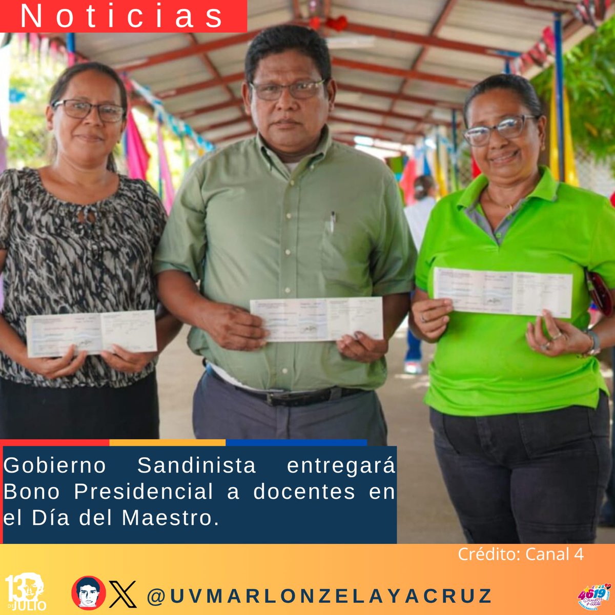 El Gobierno de la República de #Nicaragua entregará un bono presidencial a los docentes del país, en reconocimiento a su ardua labor magisterial 
#4619Victoriosos
#ManaguaSandinista
#SomosUNAN