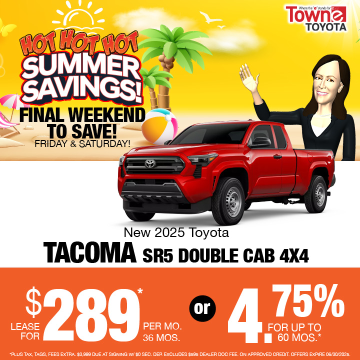 TowneToyotaofNJ's tweet image. 🚨 FINAL WEEKEND TO SAVE! 🚨
This Friday &amp;amp; Saturday only at Towne Toyota — don’t miss your chance for hot summer deals!
🔗 bit.ly/3F7GdMs

Hurry in before it’s gone!

#TowneToyota #FinalWeekend #SummerSavings #ToyotaDeals #CarSale #DriveToyota