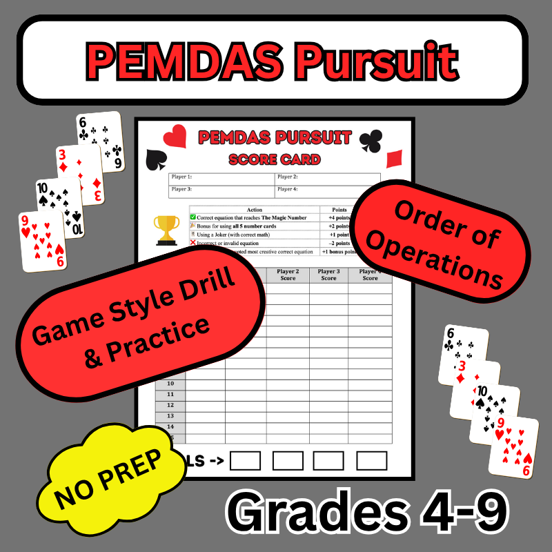 arcole82's tweet photo. PEMDAS Pursuit Game ❖ Uses Playing Cards ❖ Middle School Math ❖ NO PREP https://t.co/5BvWlomlF4 https://t.co/atlO4p7AUU