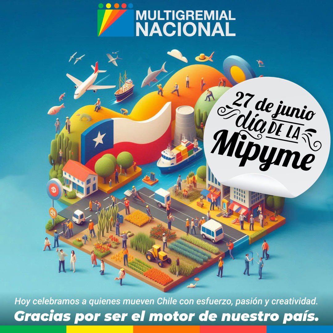 🇨🇱✨ ¡Feliz Día de la Mipyme! ✨🇨🇱

Hoy celebramos a las micro, pequeñas y medianas empresas que mueven Chile con esfuerzo, pasión y creatividad.

Gracias por ser el motor de nuestro país.

Desde la Multigremial Nacional valoramos y apoyamos cada emprendimiento que impulsa el