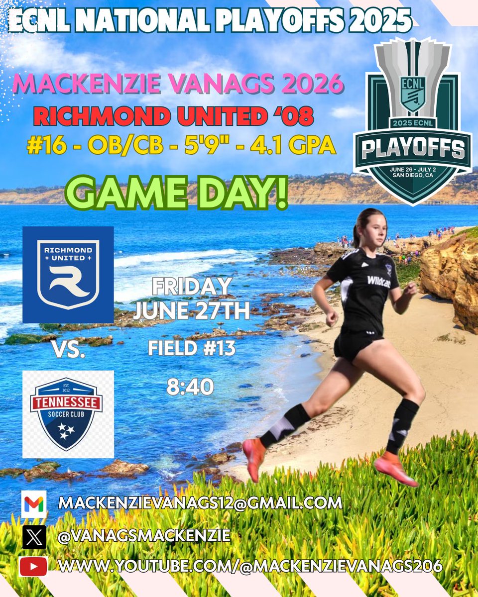 VanagsMackenzie's tweet photo. Rise and Shine! Game Day! See you there..

@ImYouthSoccer @ImCollegeSoccer @TheSoccerWire @TopDrawerSoccer @PrepSoccer @prepsoccerroddy @ECNLgirls @richmondunited https://t.co/UbCLpiiH37