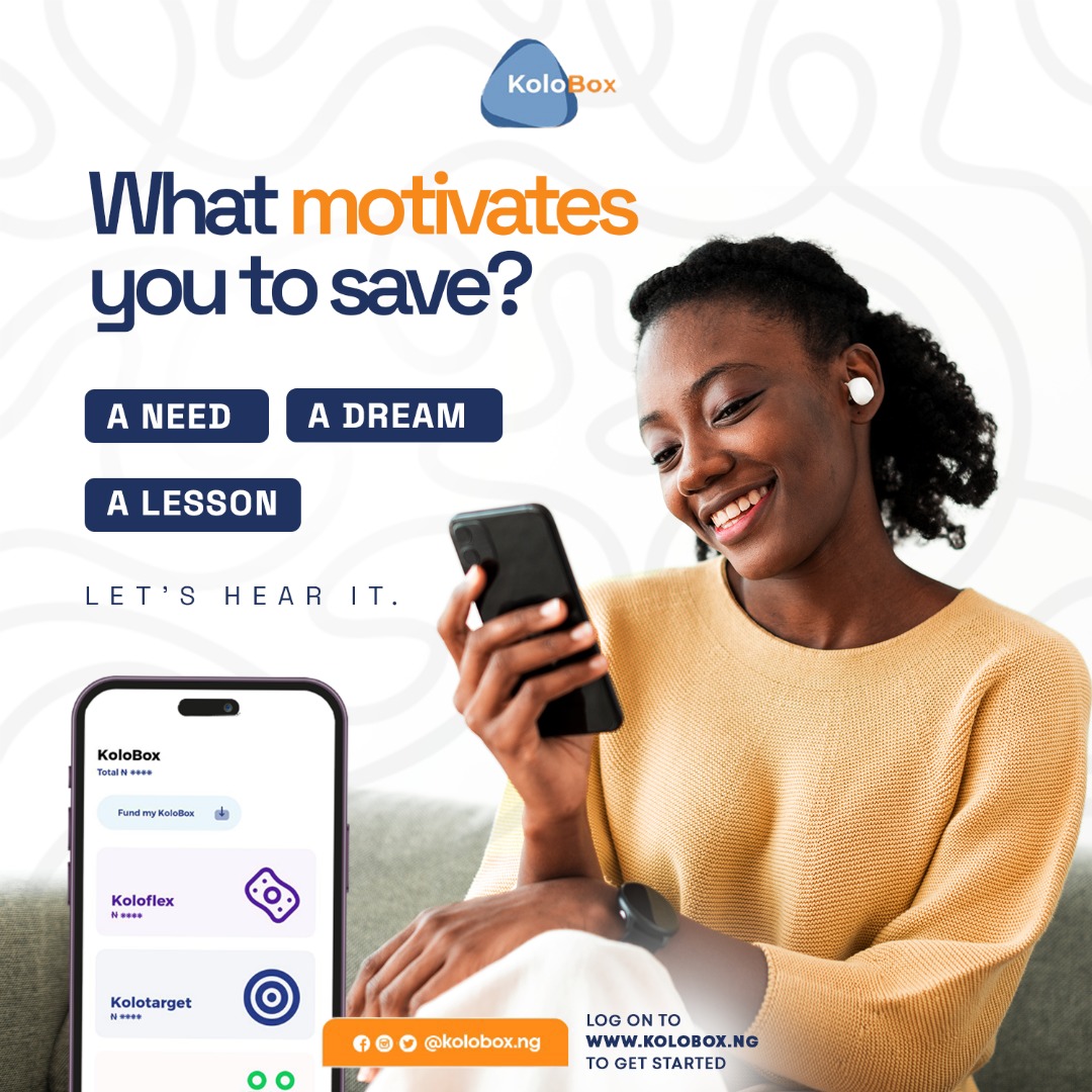 What’s your “why” when it comes to saving?
💬 Drop it in the comments. Your reason might inspire someone else.
Whatever your “why,” Kolobox helps you stay consistent.

📲 Ready to begin? Visit 👉 kolobox.ng

#Kolobox #Savings #Investment #MoneyGoals