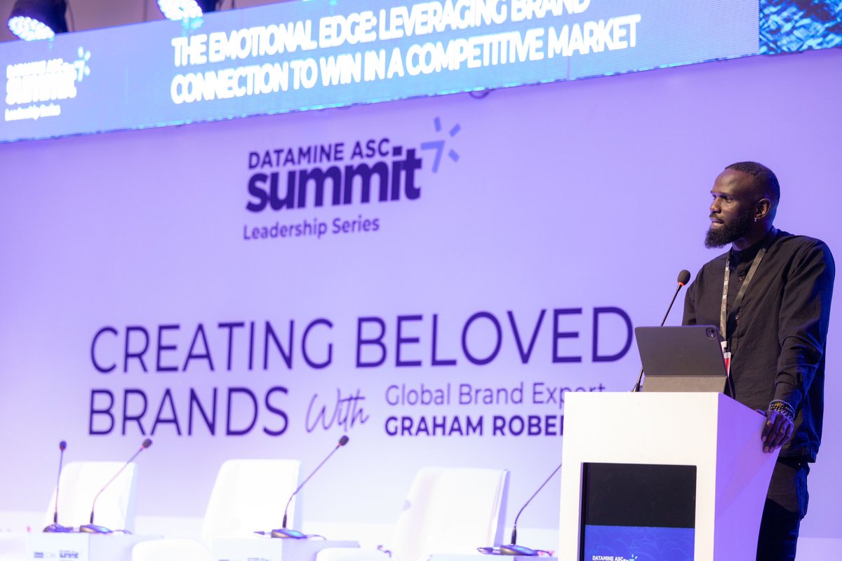 DatamineCIM's tweet photo. Jeffrey Amani, CEO Zeus Group highlights what makes a brand truly loved;

It’s not just the product. It’s how the brand makes people feel about themselves.When you tap into something raw and real, that’s when loyalty is born. 

#DatamineSummit2025 #CreatingBelovedBrands https://t.co/bydme0wfND