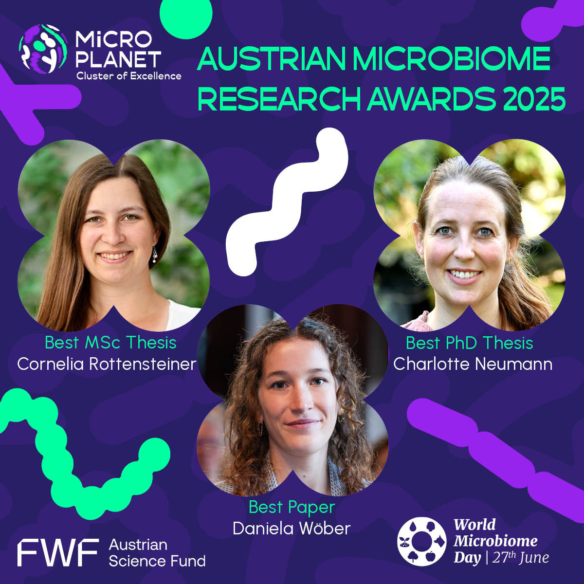 I am very happy and honored to be among the recipients of the Austrian Microbiome Research Awards 2025. A big thank you to the committee for recognizing my work and to the CoE for initiating the Awards to highlight microbiome research in Austria.
