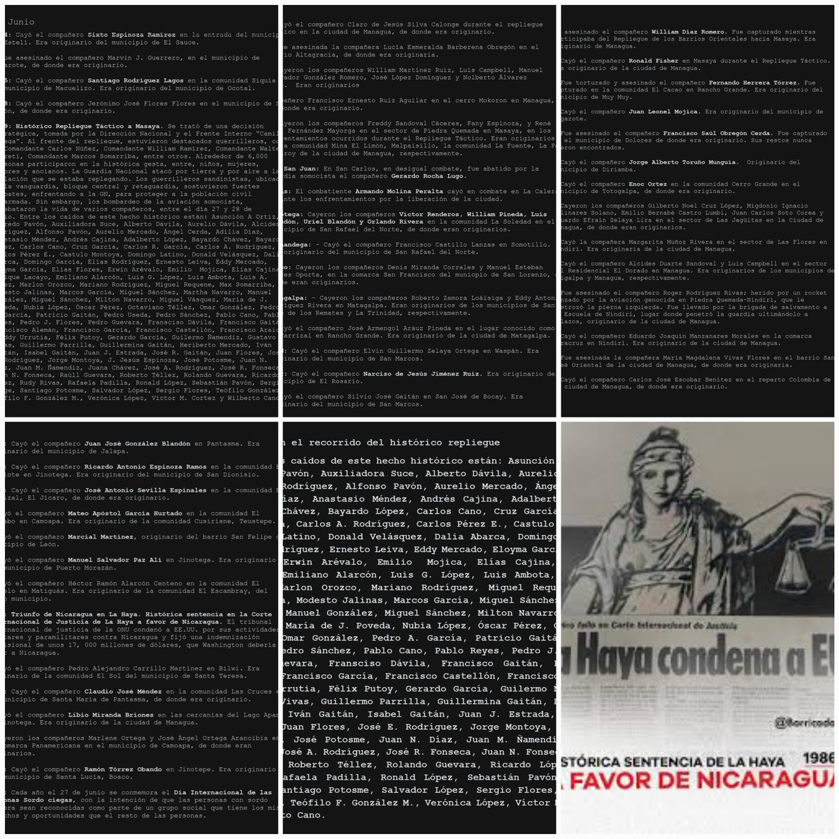 César F. López 🇳🇮 (@csarlpe1525) on Twitter photo 💥Efemérides
🗓27 Junio 1979 mes de Victorias
👉Histórico Repliegue Táctico a Masaya.
🇳🇮🇺🇲Historica Victoria contra EEUU en La Haya
<a href="/CsarLogon2504/">César López González</a>
<a href="/LaZelayita/">La Zelayita 🇳🇮</a>
<a href="/RDRFSLN_/">RDRFSLN_🇳🇮❤🖤</a>
#UnidosEnVictorias #4619SiempreMásAllá 💥Efemérides
🗓27 Junio 1979 mes de Victorias
👉Histórico Repliegue Táctico a Masaya.
🇳🇮🇺🇲Historica Victoria contra EEUU en La Haya
<a href="/CsarLogon2504/">César López González</a>
<a href="/LaZelayita/">La Zelayita 🇳🇮</a>
<a href="/RDRFSLN_/">RDRFSLN_🇳🇮❤🖤</a>
#UnidosEnVictorias #4619SiempreMásAllá