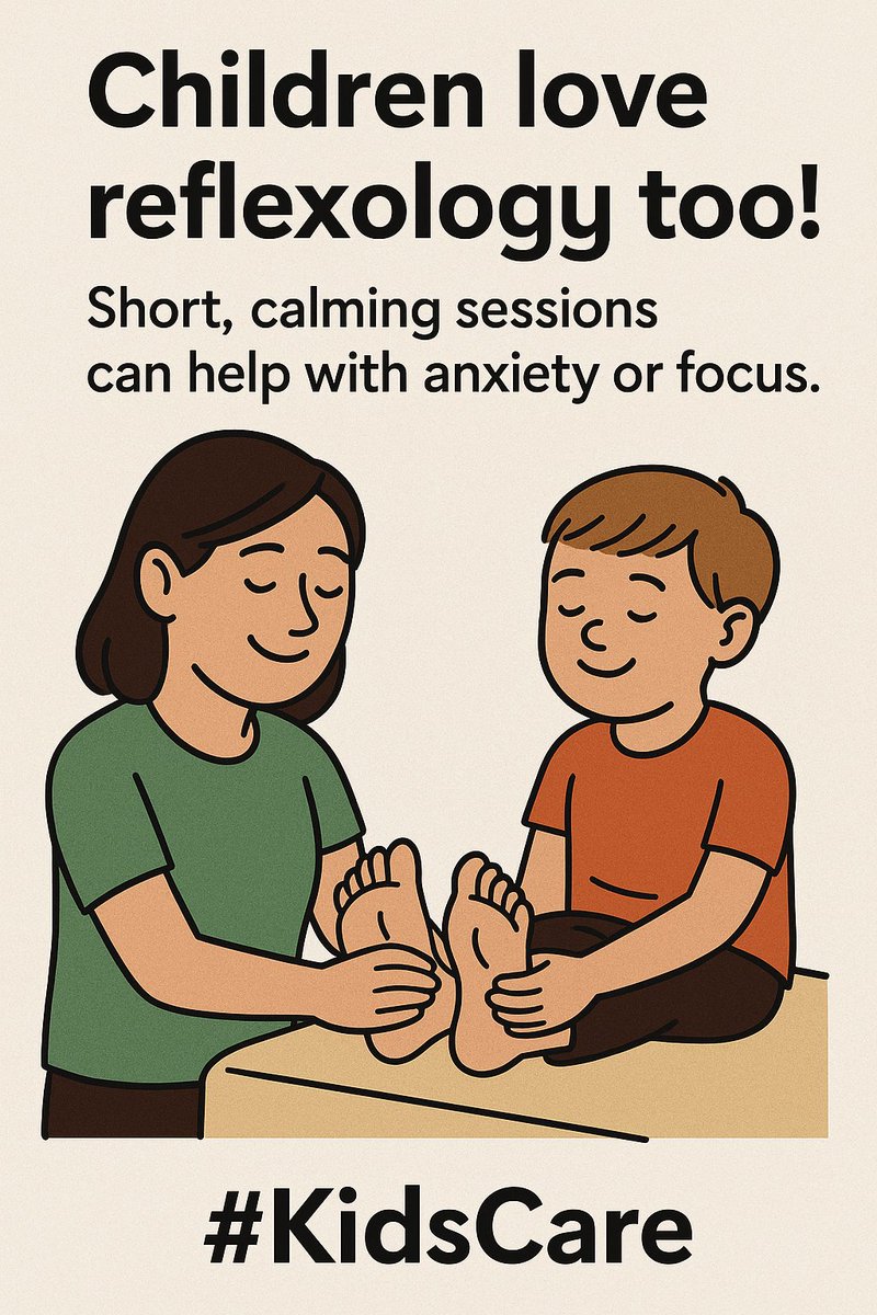 profbisson's tweet photo. Children love reflexology too!

Reflexology isn’t just for adults—kids often enjoy the gentle, calming touch.
Short sessions can help support emotional balance, reduce anxiety, and even improve focus in school or at home. 🌿👣

💫 Gentle care for growing bodies and minds. https://t.co/jMsnfRKtOE