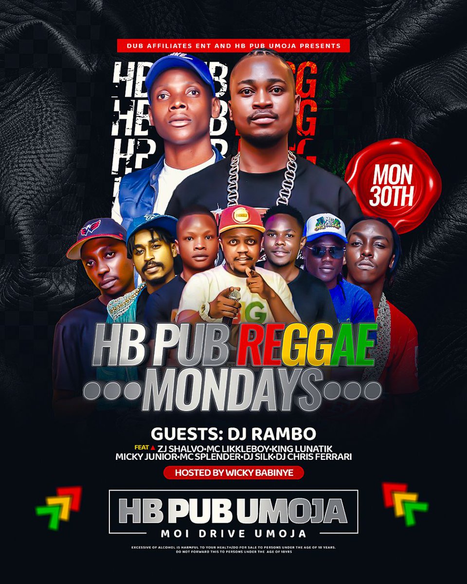 🔥HB REGGAE MONDAY ALERT!🔥
This Monday we go extra hard with Guest DJ Selector Rambo pon di decks!🎧💥
Vibes, riddims, and pure reggae energy all night long!
📍HB Pub Umoja – Don’t miss the madness!
#SelectorRambo #HBReggaeMonday #DubAffiliatesEntertainment #OneLove #ReggaeVibes