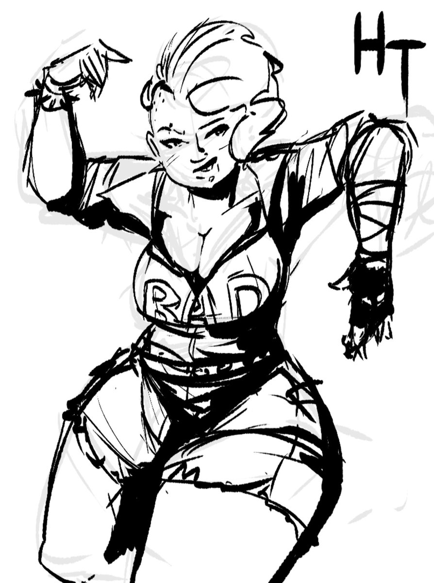 Feeling a bit overwhelmed this morning so I'm waiting till the start of next week to continue my Frieren piece. I do have enough creative gas in the tank to sketch out and ink this beauty this morning.

Join patreon.com/HueTwoArt to help ensure I can keep making artwork!

#punk