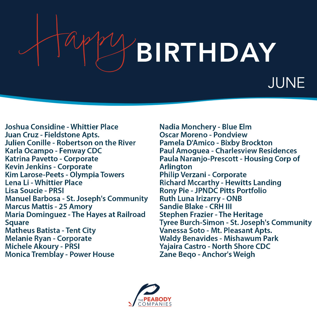 🌟 Shining a spotlight on our June-born teammates! 🌟 Known for their charisma, creativity, and curiosity, they bring energy and connection to every team. Here's to celebrating your brilliance this month—happy birthday! 🎉🎂 #JuneBirthdays #PeabodyProud