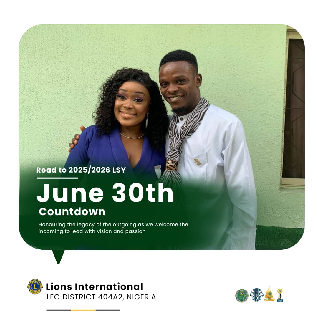 LeoDist404a2's tweet photo. On June 30, 2025, Leo Ekpeita Edet, 100%P, MGA, LAH, NLEF, will officially conclude his term as District President, marking the end of a remarkable journey of ULTIMATE SERVICE and the beginning of a promising new service year to be led by Leo Joyce Eduebuk, 100%P, LAH, NLEF. https://t.co/DRVf8tqLrd