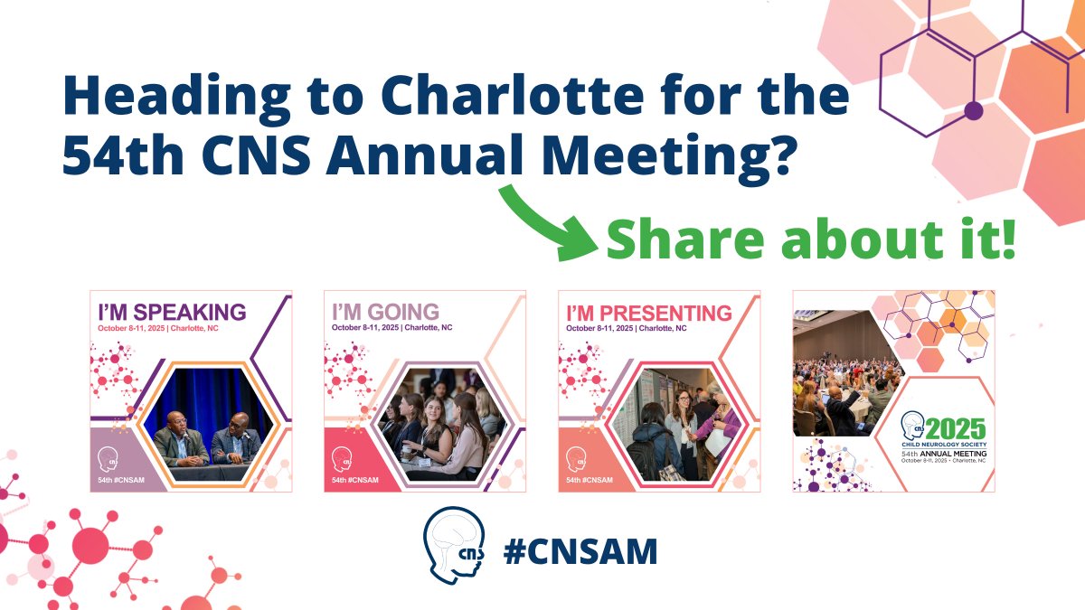 ChildNeuroSoc's tweet image. Share your excitement about the 54th Child Neurology Society Annual Meeting! Use our Social Media Toolkit to connect and share about the meeting in Charlotte, NC, October 8-11, 2025! Follow us and use #CNSAM
Find the toolkit here: bit.ly/442UKSn