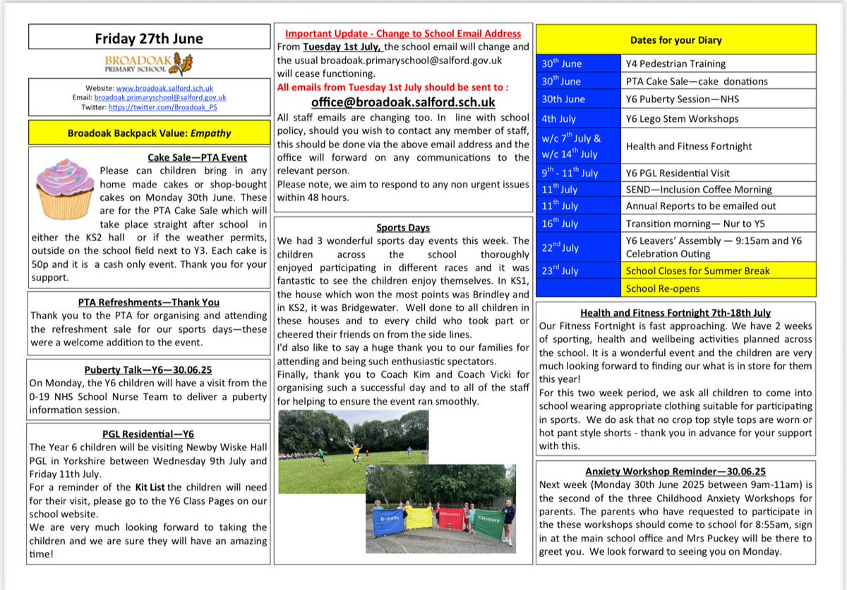 Please see this week’s newsletter attached. Have a lovely weekend.Mrs Wild.