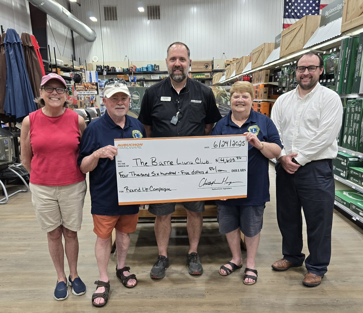 AubuchonHrdware's tweet image. Thank you to our Barre, VT community!!! We had amazing results with our round up campaign for The Barre Lions Club. A total of $4605.86 was raised including the match from The Aubuchon Foundation. 🫶