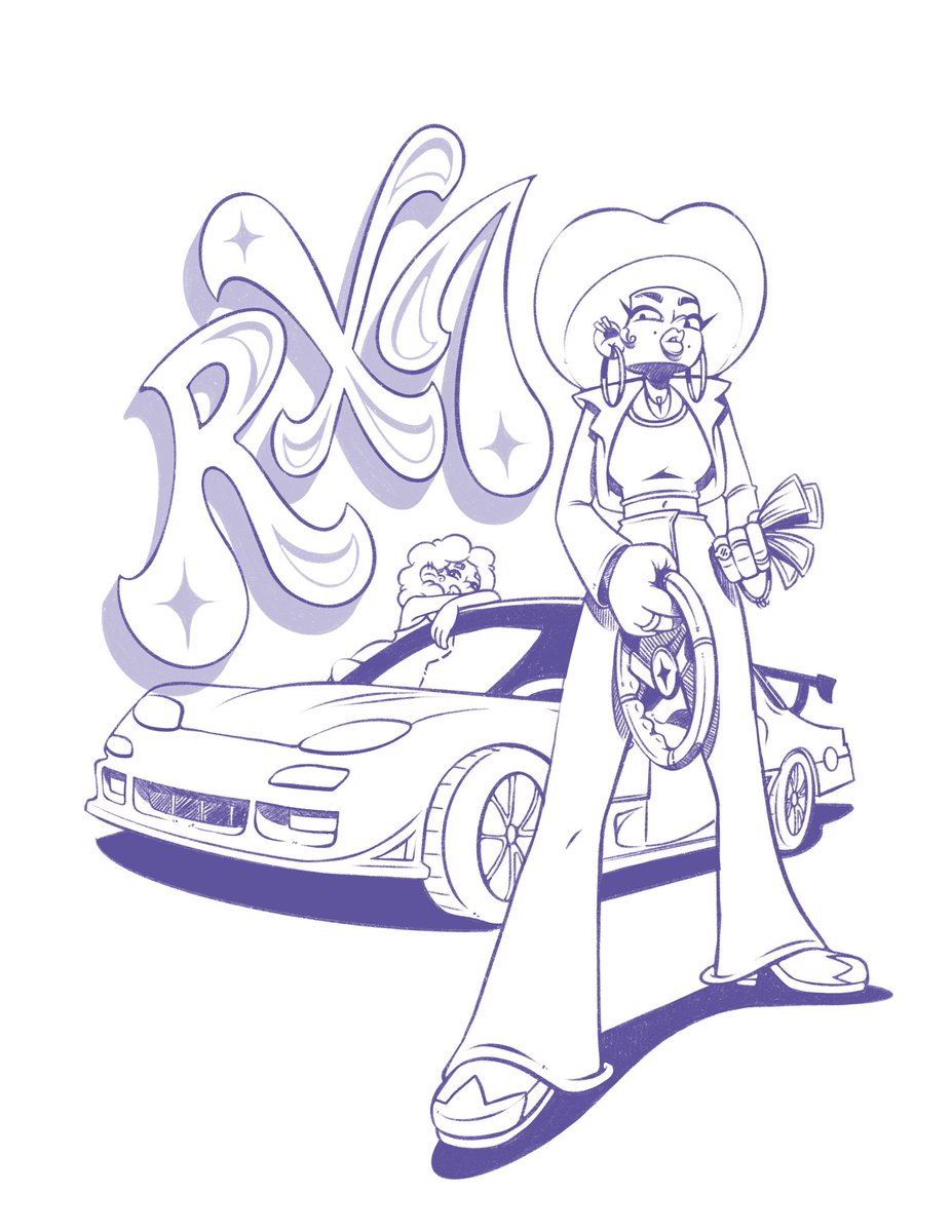 notblinxx_'s tweet image. Happy Friday!
Co-Mission complete! This design will be popping up in the Atlanta Car Scene this July!
If you’re in the ATL and see one in the wild snap a pic for me!!
I was inspired by blaxplotation movie covers, specifically Super Fly.
My commissions are open!