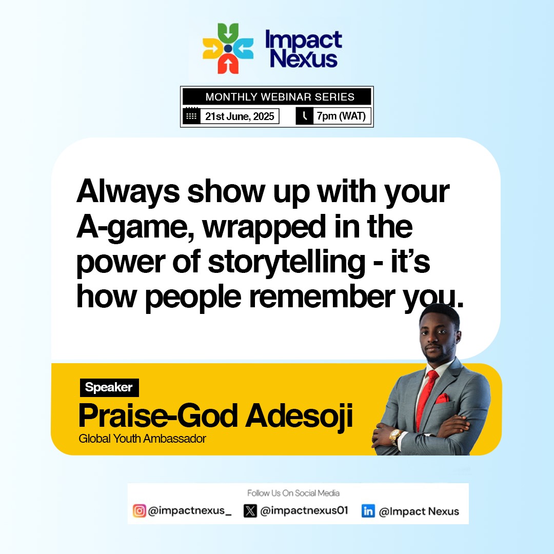 impactnexus01's tweet photo. 🚨 Missed our June Webinar? We’ve got you covered!🤩

Here are some timeless insights from our speaker, Praise-God Adesoji, Global Youth Ambassador 🌍

Swipe through ➡️ and be inspired
#ImpactNexus #WebinarSeries #SDGs #Changemakers https://t.co/S6lN6YODet