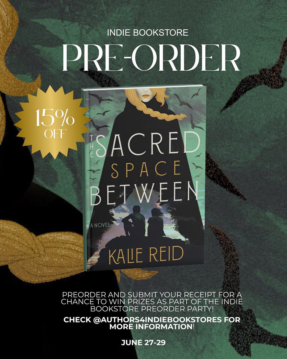 KalieReid's tweet image. So excited to take part in the authors4indiebookstores pre-order party this weekend - June 27-29!! Grab The Sacred Space Between from any of the 40+ participating bookstores for 15% off. Details on their 📸 page!

Also make sure to save your receipts… 👀✨