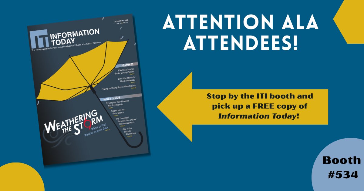 LibPubs's tweet image. We can&apos;t wait to see our librarian friends at #ALAAC25! Stop by the ITI Booth #534! We&apos;re offering a free sample of our periodicals and the chance to win a $100 Visa gift card! See you there! #librarians #Philadelphia #libraryconference #ALAAC25 #Jawn ow.ly/GIJg30sNvyI