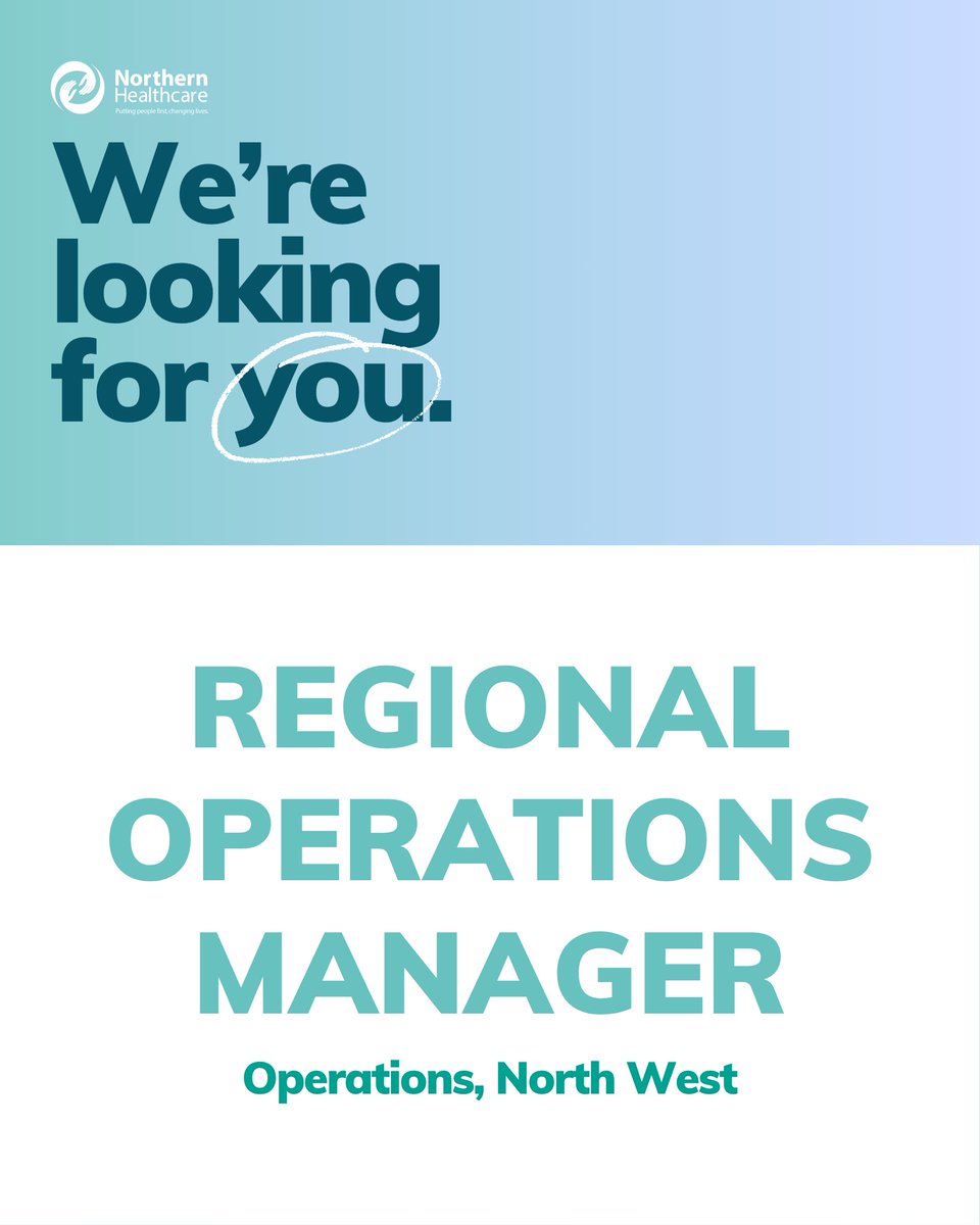 Northern Healthcare (@northern_hc) on Twitter photo 🚨We're #hiring an experienced and inspiring Regional #OperationsManager to oversee our #NorthWest services at Northern Healthcare.
If you're passionate about #healthcare leadership and ready for your next big step, we’d love to hear from you👉 careers.northernhealthcare.org.uk/jobs/6098539-r…
#WeAreNHC 🚨We're #hiring an experienced and inspiring Regional #OperationsManager to oversee our #NorthWest services at Northern Healthcare.
If you're passionate about #healthcare leadership and ready for your next big step, we’d love to hear from you👉 careers.northernhealthcare.org.uk/jobs/6098539-r…
#WeAreNHC