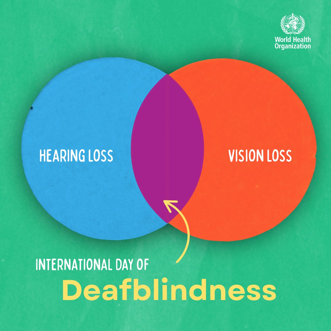 UN's tweet image. Friday is the first-ever International Day of Deafblindess.

People who experience deafblindness face a combined vision and hearing impairment, which creates unique barriers to accessing necessary support and services.

Learn more: un.org/en/observances… via @WHO