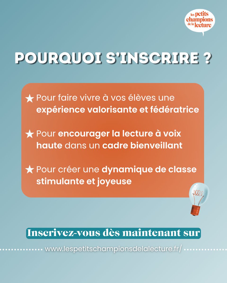 championlecture's tweet image. 📚✨ C’EST PARTI POUR LA 14e ÉDITION ! ✨📚
➡️ Vous êtes enseignant·e de CM1 ou CM2 ?
👉 Inscrivez-vous gratuitement dès maintenant sur : lespetitschampionsdelalecture.fr
N’attendez pas, les premières étapes se préparent dès la rentrée !
#lire #livre #lecture #jeunesse #CM1 #CM2