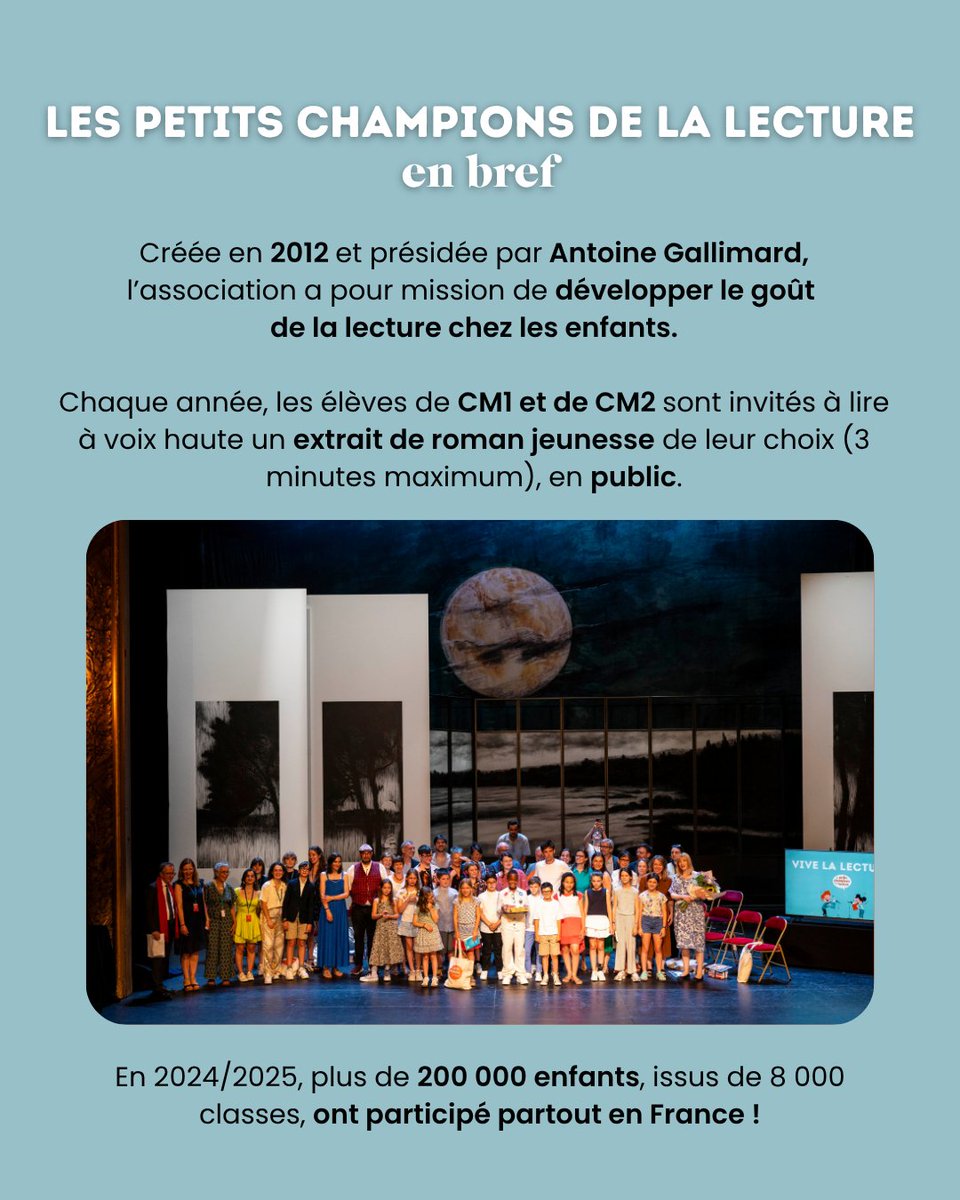 championlecture's tweet image. 📚✨ C’EST PARTI POUR LA 14e ÉDITION ! ✨📚
➡️ Vous êtes enseignant·e de CM1 ou CM2 ?
👉 Inscrivez-vous gratuitement dès maintenant sur : lespetitschampionsdelalecture.fr
N’attendez pas, les premières étapes se préparent dès la rentrée !
#lire #livre #lecture #jeunesse #CM1 #CM2