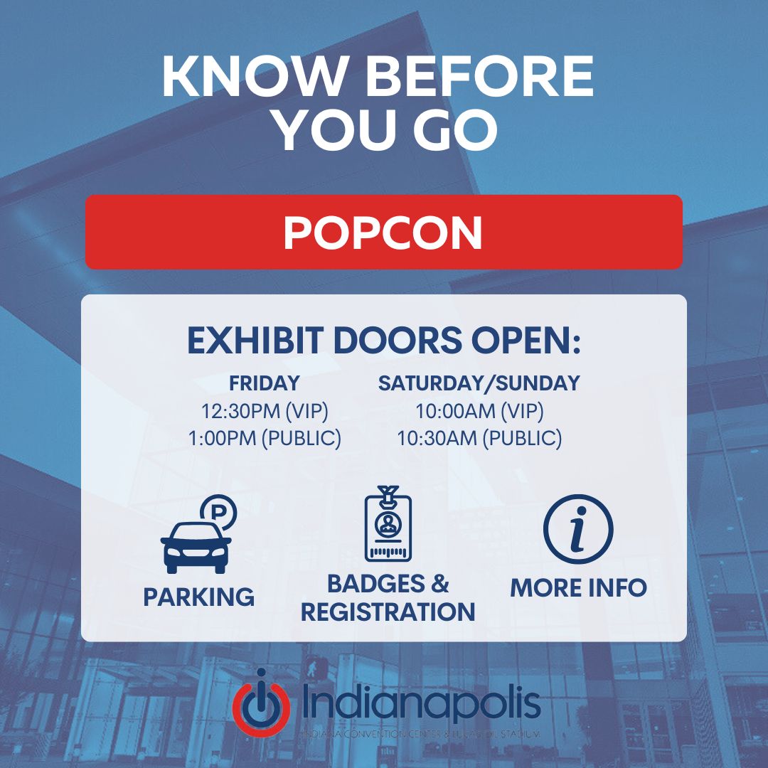 Are you attending <a href="/PopConNation/">PopCon</a> ?? Here's some helpful info:
⏰ Exhibit Halls are H &amp; I 
🅿️ Parking - You can pre-book your parking now!  bit.ly/4lkuPwo
🎫 Badges &amp; Registration - Badge pick up and registration are located in Hall J. Hours are Friday &amp; Saturday 9am-7pm;