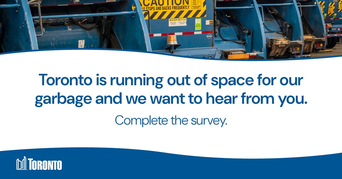 Toronto, you have until June 29 to share your opinion!

How should Toronto manage its waste for the next 30 to 50 years? Last year, we managed nearly 830,000 tonnes of waste, including recycling, organics and garbage. 

Despite efforts to reduce, reuse and divert waste, in 10
