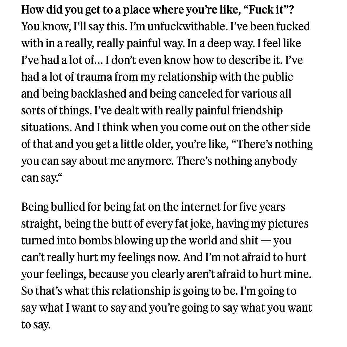 I went deep with Lizzo about her *really fucking hard* rap mixtape out today (though her publicist shut me down when I asked about the harassment lawsuit pending against her), how free she’s felt lately, and why Doja Cat told her “I’m ready to spread my lips in the studio.”