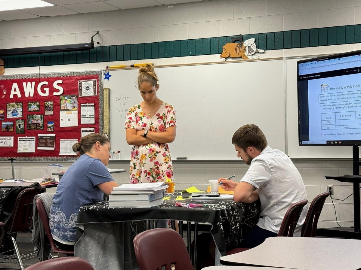 MathMedic's tweet image. "Many thanks to Sarah Stecher for coming to my workshop today to debut a brand new Math Medic lesson on the Candidates Test! Always awesome to have a celebrity (or two...Luke Wilcox!) in the house! Thank you for having us, Karen! #MathMedic #workshop #FridayFeature #MTBoS