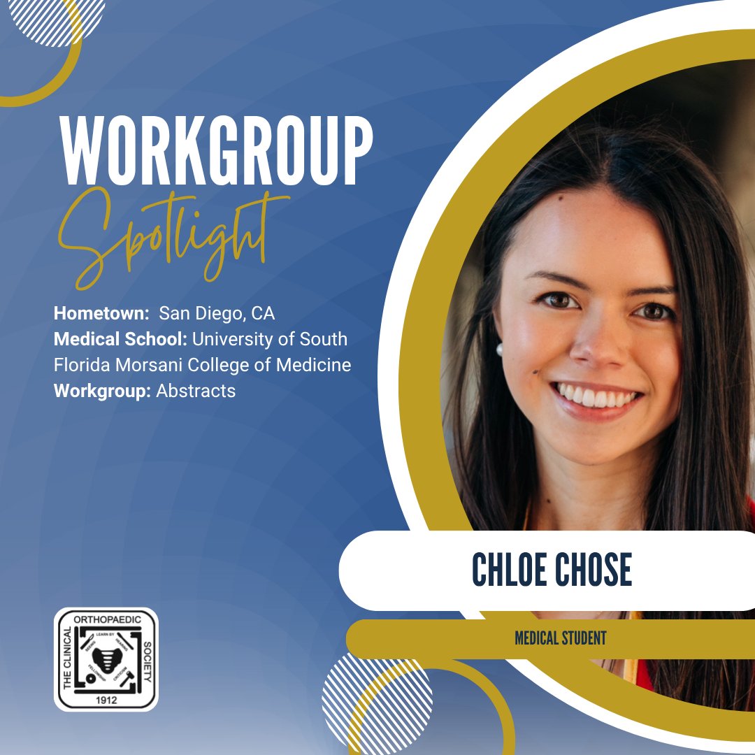 ClinicalOrtho1's tweet image. COS creates space for mentorship, growth, and connection. Just ask Chloe Chose, who left our annual meeting inspired, supported, and even more motivated to pursue orthopaedics. #StudentSpotlight #COSMentorship #FutureSurgeon