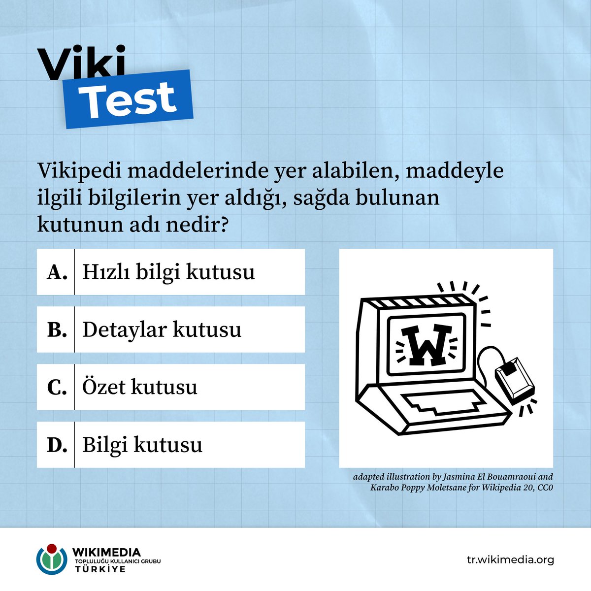Vikipedi maddelerinde yer alabilen, maddeyle ilgili bilgilerin yer aldığı, sağda bulunan kutunun adı nedir?

Yanıtlarınızı yorumlarda bekliyoruz 💬🌎

#Vikipedi #Wikipedia
