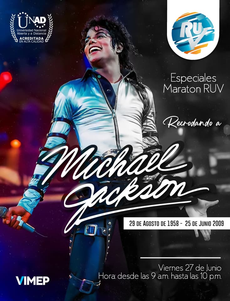 Maratón RUV, hoy Michael Jackson al cumplir 16 años de su partida. Audio en vivo ruv.unad.edu.co/ruvwp/