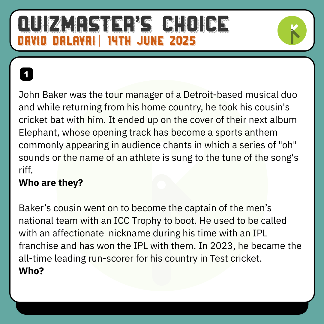KCircleQuizzing's tweet photo. 🧵Thread of the Quizmaster's Choice questions from the K-Circle Weekly Quiz by David Dalavai on 14th June. The best from a great quiz!

#quiz #trivia #brainteaser #knowledge #kcircle

Answers at end of 🧵. Question 1/5: https://t.co/6wW9EwzmaG
