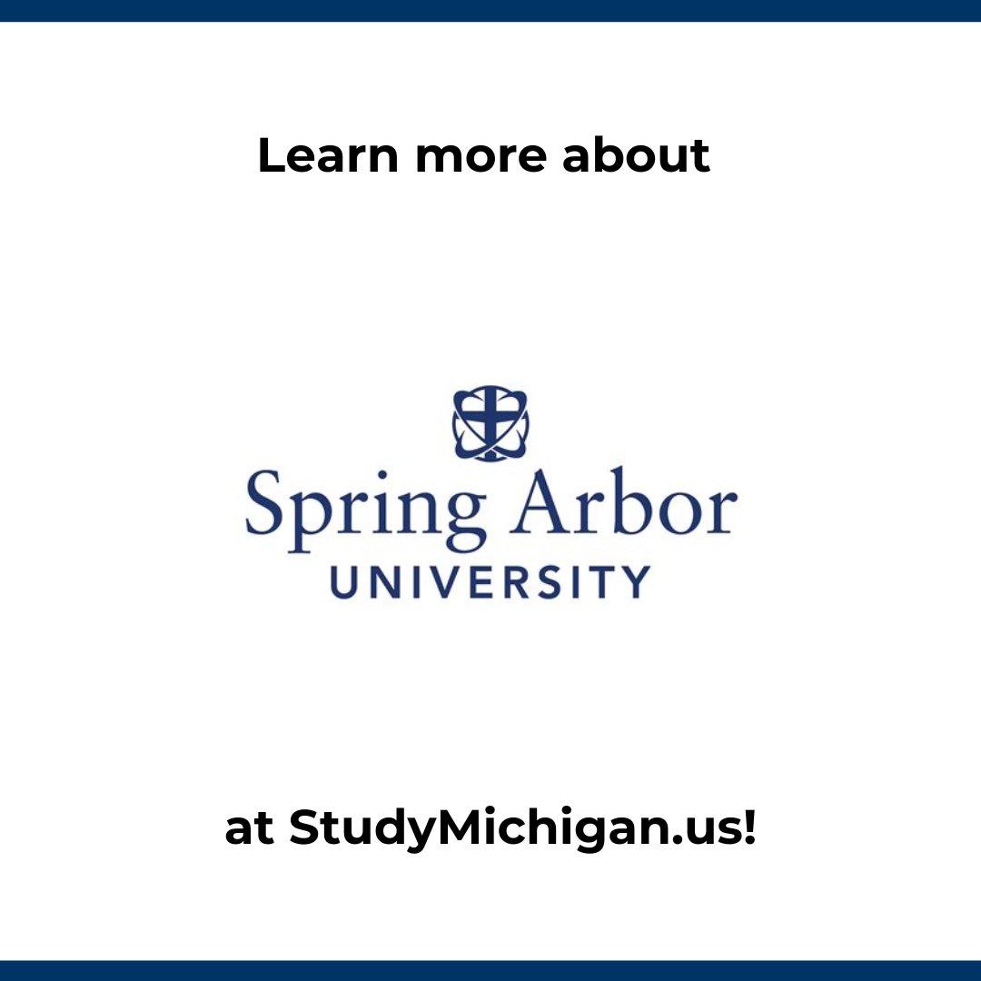 StudyMichigan's tweet image. We hope that this week's exploration of Spring Arbor University sparked your interest in one of Michigan's top institutions!

Remember that you can explore this and many other Michigan institutions at StudyMichigan.us.

studymichigan.us/spring-arbor-u…