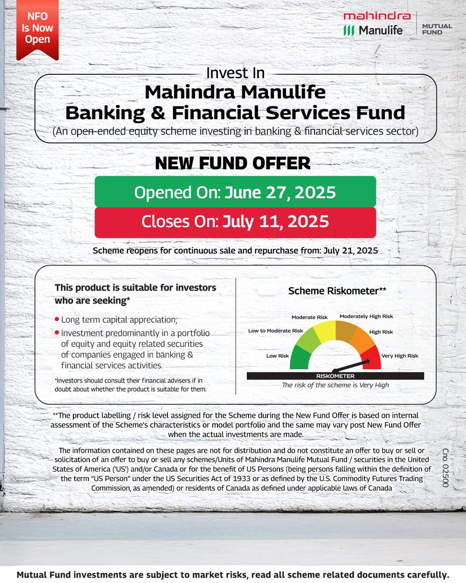 MahindraMMF's tweet photo. Your gateway to India’s financial engine is here. Mahindra Manulife Banking & Financial Services Fund is now open!

Start investing here: https://t.co/IjrTTrgRSu

#MahindraManulifeMutualFund #MahindraManulifeMF #Bank #BFSI #BFSIFund #PersonalFinance #FinancialGoal #MutualFundInvestments #MutualFundsSahiHai #InvestmentOpportunity #Funds #InvestmentPortfolio #NFO