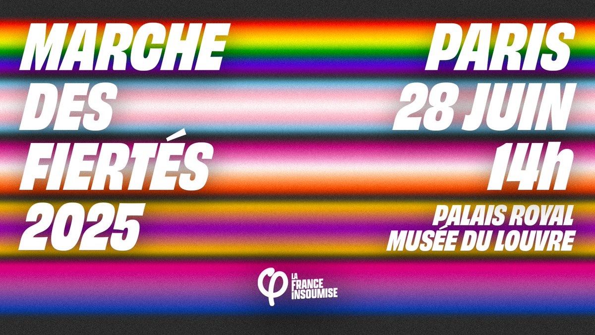 🌈 Ce samedi 28 juin à 14h, marchons pour les Fiertés à Paris !

Contre l’internationale réactionnaire et la montée de l’extrême droite, La France insoumise se mobilise aux côtés des associations et militants LGBTI pour l’égalité et les libertés.

Face aux tentatives de