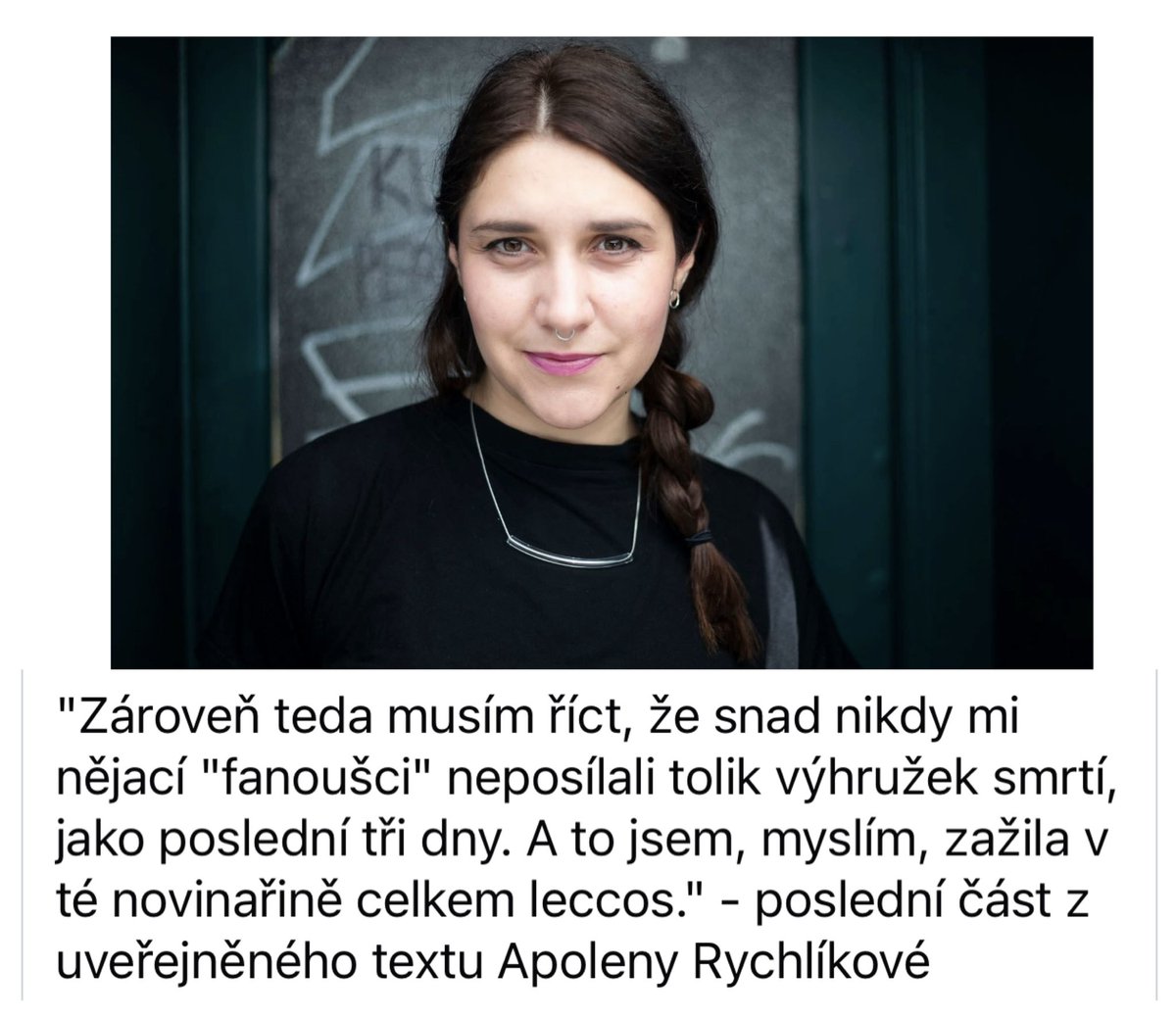 Přesně hloupému vzorci vyhrůžek odpovídají voliči Motoristů sobě. 

Proto se ani nedivím, že Apoleně Rychlíkové odporně vyhrožují, protože přesně tak hloupí a jednodušší fanoušci Turka jsou.

Turkovi voliči se cítí systémově omezováni a jejich reakce často překračují demokratické