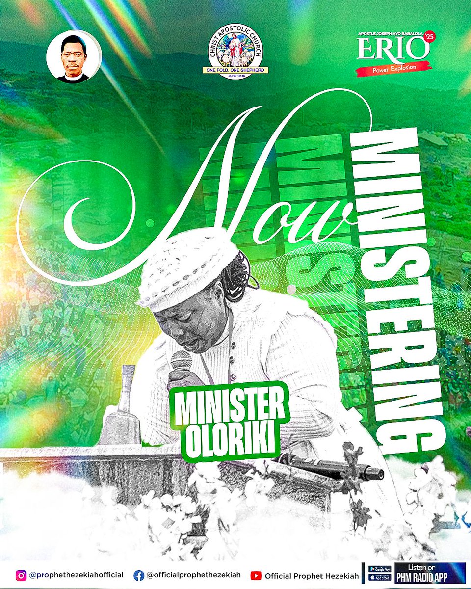 prophethezekiah's tweet photo. NOW MINISTERING: OLORIKI ๐๐ฅ
Heaven is open, and the atmosphere is heavy with power!
Olorikiri has taken the altar with deep prophetic chants and Spirit-filled utterances.
Donโt miss this moment โ something is shifting!
๐บ Tune in now
#Erio2025 #NowMinistering #OlorikiriLive #PowerOverEvil #HolyMoment