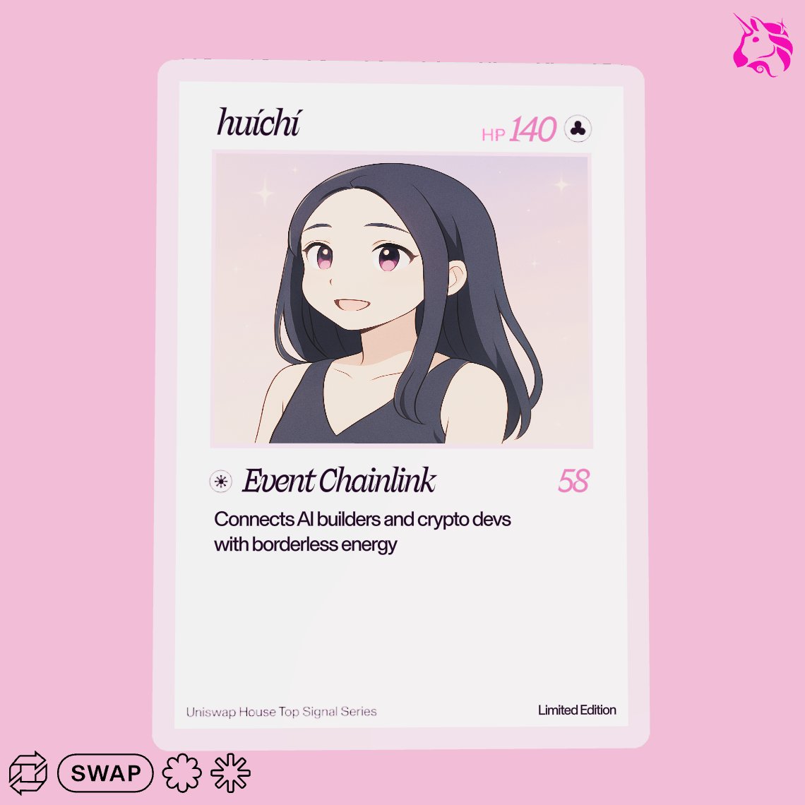 Loving my <a href="/Uniswap/">Uniswap Labs 🦄</a> trading card 🥰 #eventgirlies