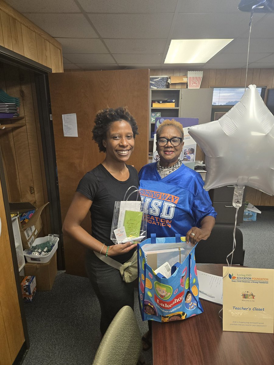 SpringEdFound's tweet image. The Foundation's Teachers Closet is officially open, Jennifer Joseph, 5th grade Math & Science teacher at Hirsch ES was our first visitor. We asked her along with all the teachers nominated by their principles to receive the Whataburger $1000 Teacher Grant. @SpringISD