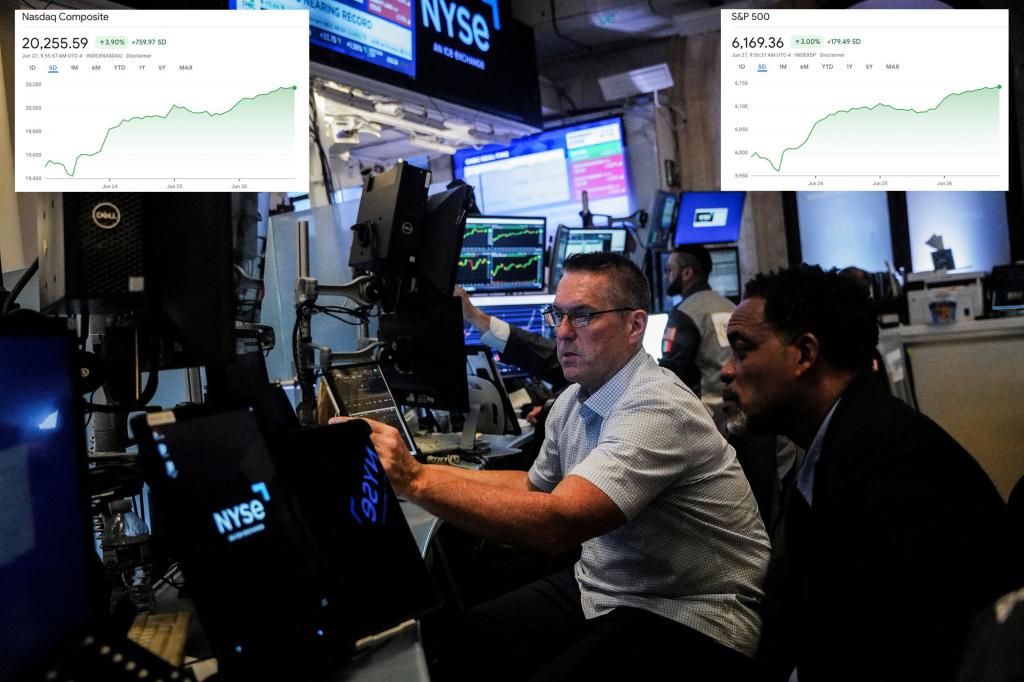S&amp;P 500, Nasdaq hit record highs on renewed AI enthusiasm, rate-cut hope trib.al/rqfRPt9