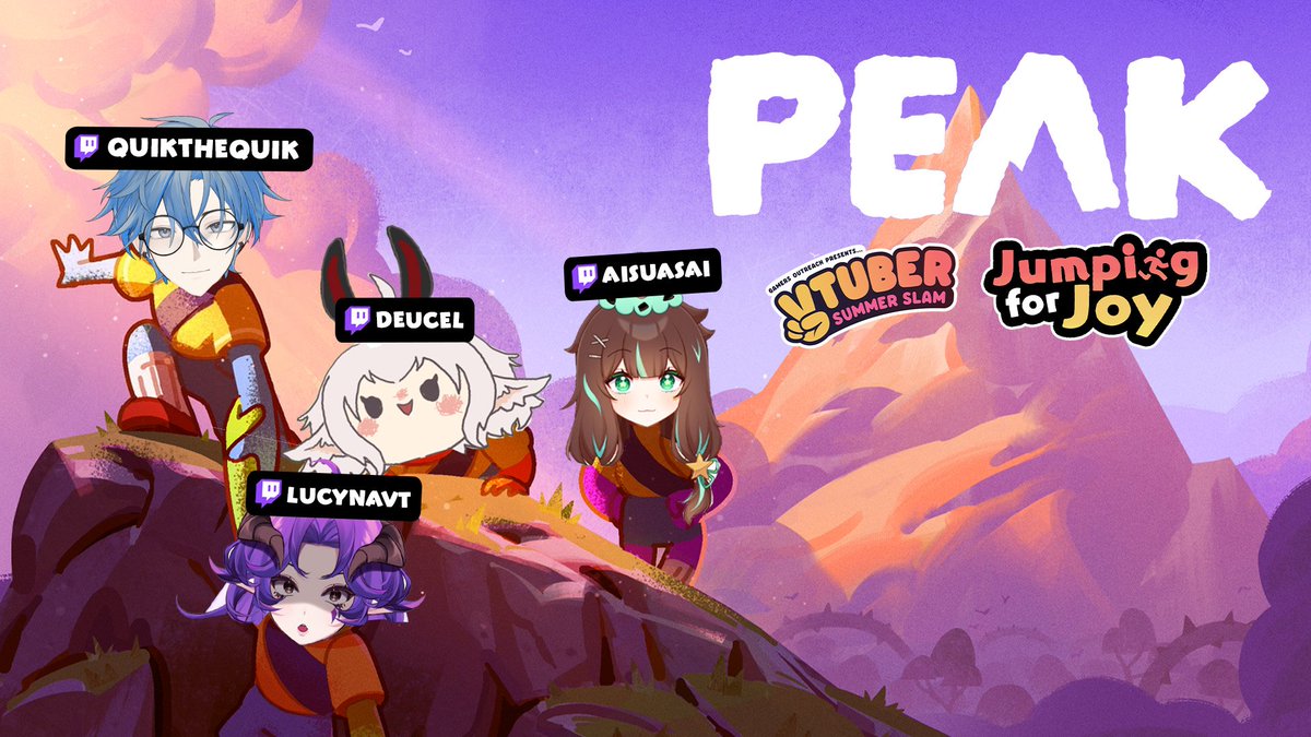 STREAMING #VTuberSS2025 RIGHT MEOW, DOING SOME YAPPING, JUMPING AND LATER CLIMBING THE PEAK OF THE MOUNTAIN WITH <a href="/realquicc/">quik 🎮🪫</a> <a href="/Deucel11/">Deucel ♦️🧶 Your local cat vtuber</a> AND <a href="/AisuAsai/">Aisu Asai🍕🍔</a> !!!!

THIS IS SO PEAK

LIVE ON PURPLE SITE WITH <a href="/GamersOutreach/">Gamers Outreach</a>