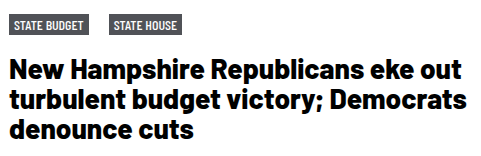 Yesterday, NH Republicans passed a budget that:

- Institutes universal school choice
- Eliminates mandatory car inspections
- Cuts spending for universities
- Increases free market competition in medicine
- Makes Medicare recipients pay more

Why can't Congress be more like NH?