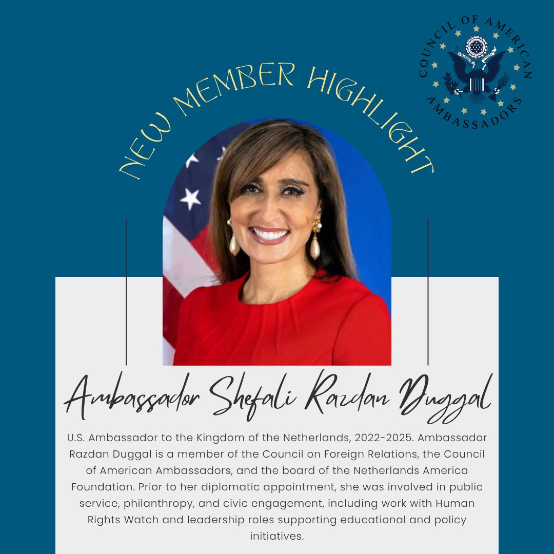 Join us in welcoming Amb. Shefali Razdan Duggal to CAA! In her recent Roundtable, she reflects on U.S.-Netherlands ties, Dutch politics (Oct '22–Jan '25), and the June 2025 gov’t collapse. Watch the timely conversation here: youtube.com/watch?v=BUjUz3…