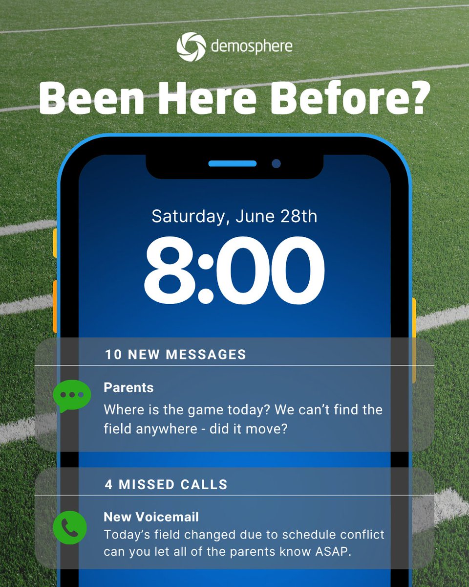 ⏰ 8AM. Field changed. Parents confused.
If this feels familiar, it’s time for a better system.

Demosphere’s new Location Status Widget gives your community real-time field updates.

👉 See how it works: loom.ly/KYSVL3Y