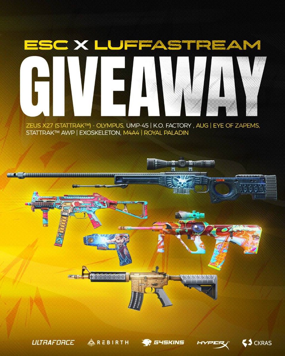 ESC Gaming (@escgaming) on Twitter photo ‼️GIVEAWAY‼️
Together with <a href="/_Luffastream_/">Luffastream</a> we thought we'd give something back to you during the WINLINE Tournament!
With every stream you can win something!
To participate:
➡️ follow @escgaming & <a href="/_Luffastream_/">Luffastream</a>
➡️ retweet the GIVEAWAY and tag 2 friends
The winners will ‼️GIVEAWAY‼️
Together with <a href="/_Luffastream_/">Luffastream</a> we thought we'd give something back to you during the WINLINE Tournament!
With every stream you can win something!
To participate:
➡️ follow @escgaming & <a href="/_Luffastream_/">Luffastream</a>
➡️ retweet the GIVEAWAY and tag 2 friends
The winners will