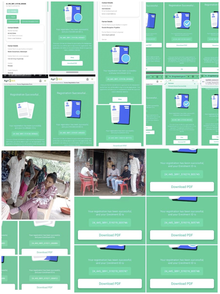 દાહોદ જિલ્લામાં ખેતીવાડી શાખા દ્વારા ફાર્મર રજિસ્ટ્રી (ખેડૂત નોંધણી) માટે ઝુંબેશનાં રૂપે ગામે-ગામ ફળીયામાં ગ્રામસેવક મિત્રો દ્વારા ખેડૂત લાભાર્થીનો સંપર્ક કરી કામગીરી હાથ ધરાઈ 
➖➖➖➖➖➖➖➖➖➖➖
📱સેલ્ફ  બેઝ 
📌through Biometric
🔗VCE/CSC સેન્ટર પર