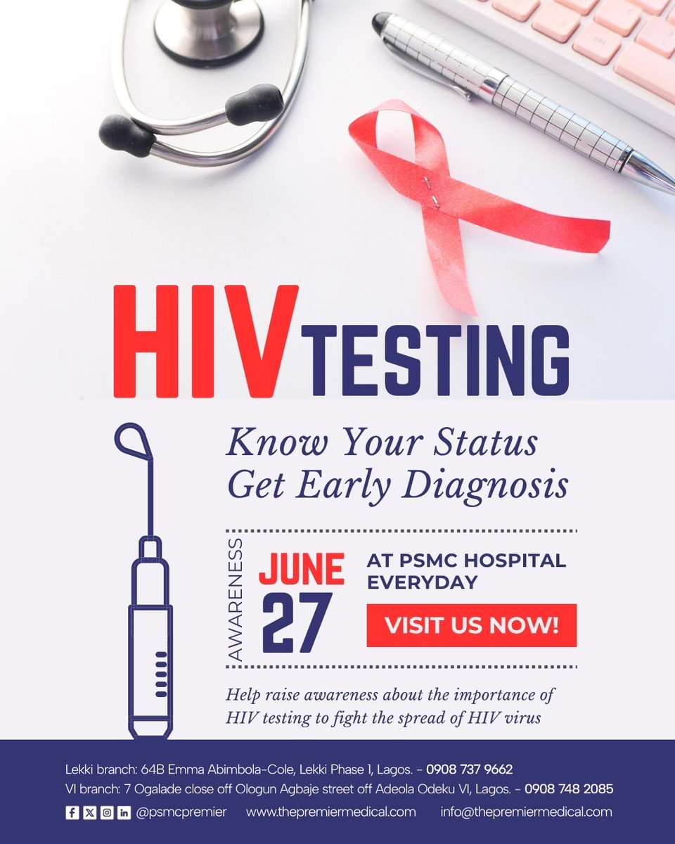 PSMCpremier's tweet photo. It’s okay to be scared. It’s braver to know.
Get tested this HIV Testing Day.

#hivtesting
#medical
#healthcare
#lagosnigeria https://t.co/uHbLTSlFod