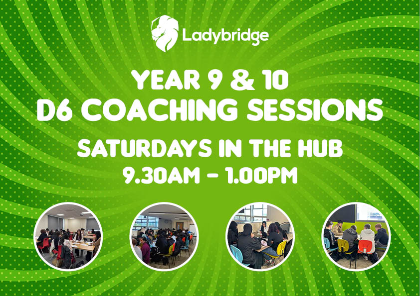 LadybridgeHigh's tweet image. REMINDER: D6 continues tomorrow for Year 9 and 10 learners #peercoaching #studysupport #agency #revision